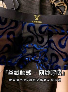 植绒网纱男士内裤冰丝男