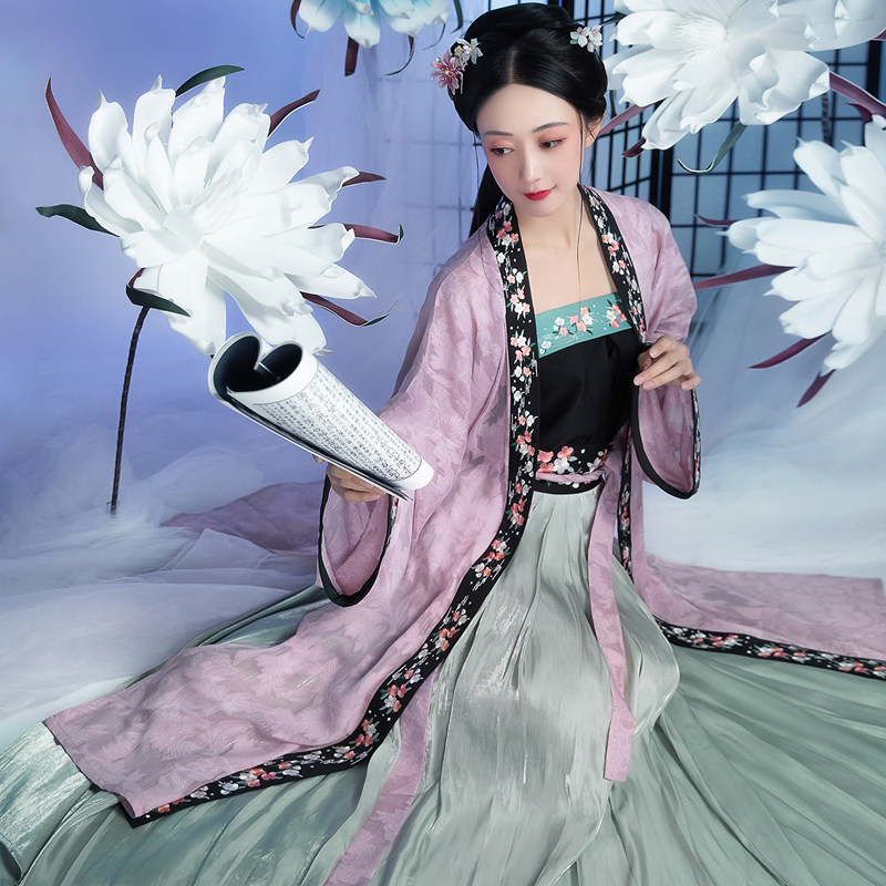 黛丽仙姿-玉生烟宋制宋裤抹胸吊带百迭裙三件套长褙子原创汉服女