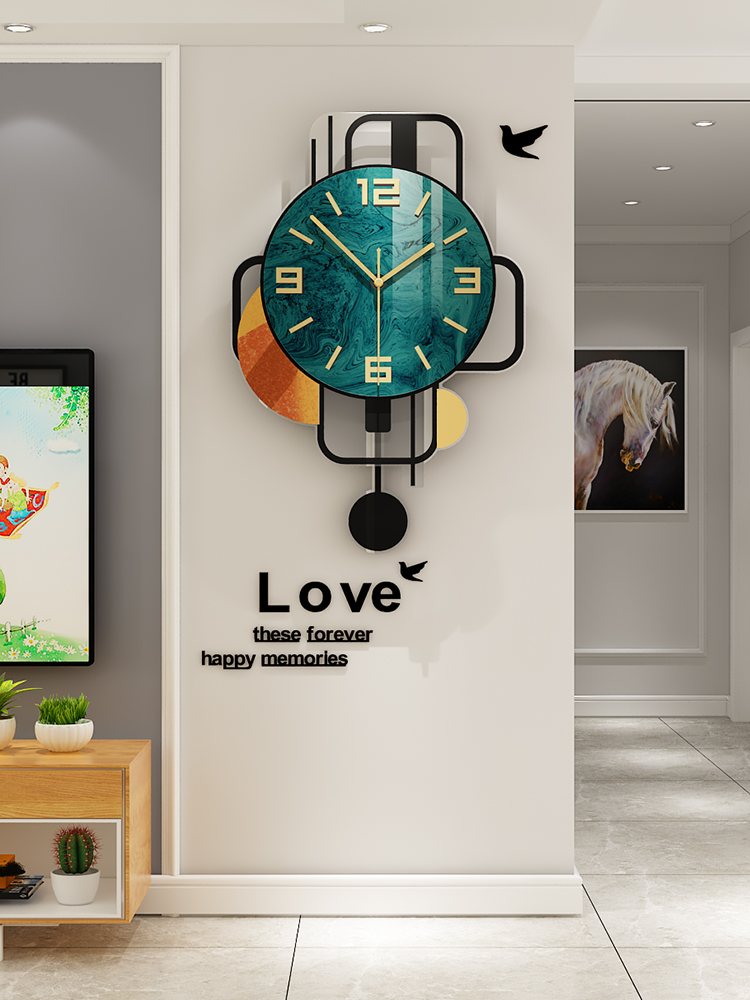 Nordic decorative clock wall clock Living room European light luxury net red clock wall hanging household modern simple atmosphere hanging watch