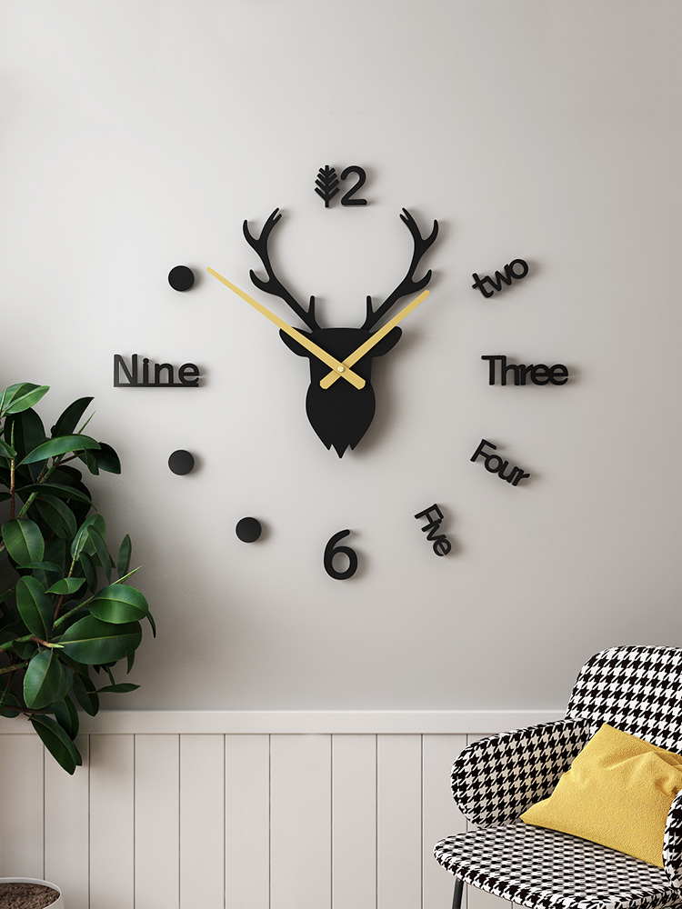 Nordic watch wall clock Living room personality creative fashion modern simple Quartz clock free hole household decoration diy