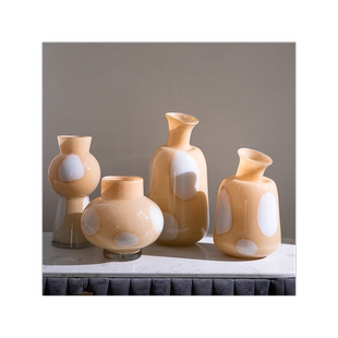 中古复古风高端玻璃花瓶摆件客厅鲜花干花插花器餐桌高级感玻璃瓶