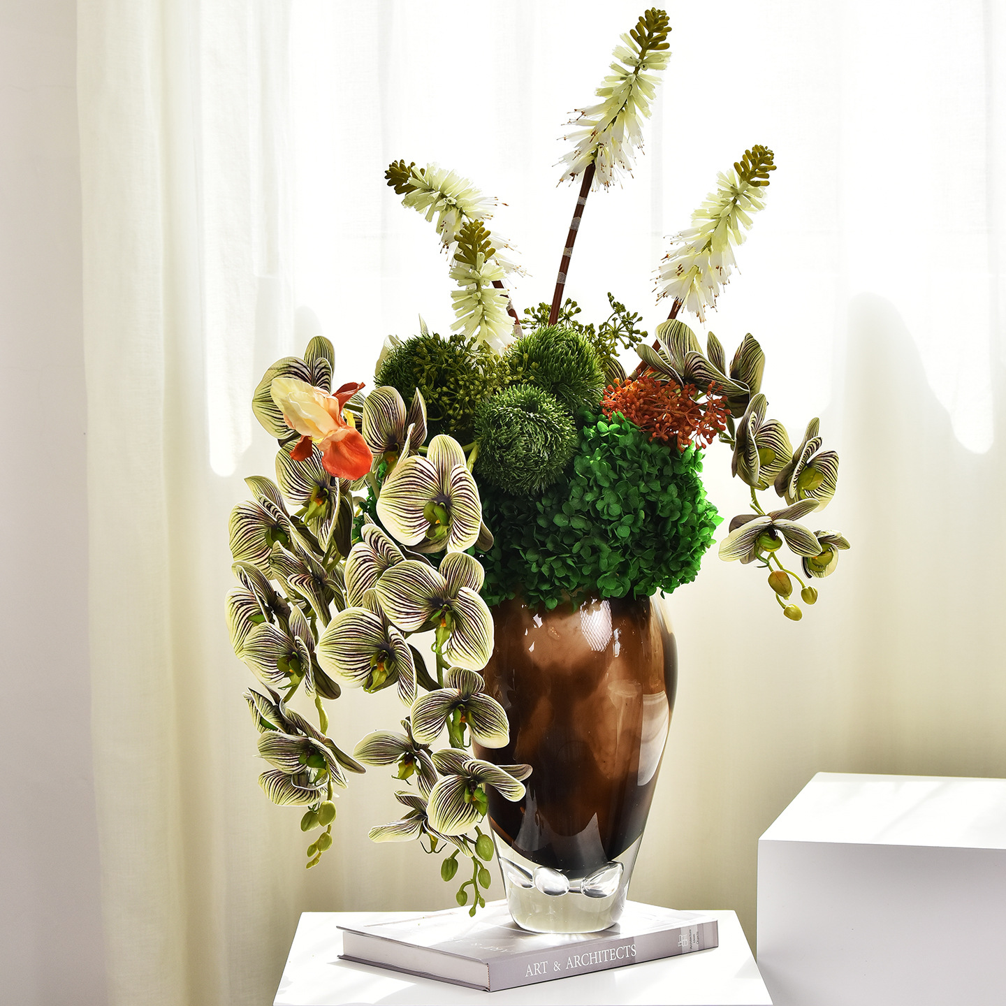 高级感仿真花艺琉璃花器摆件摆设