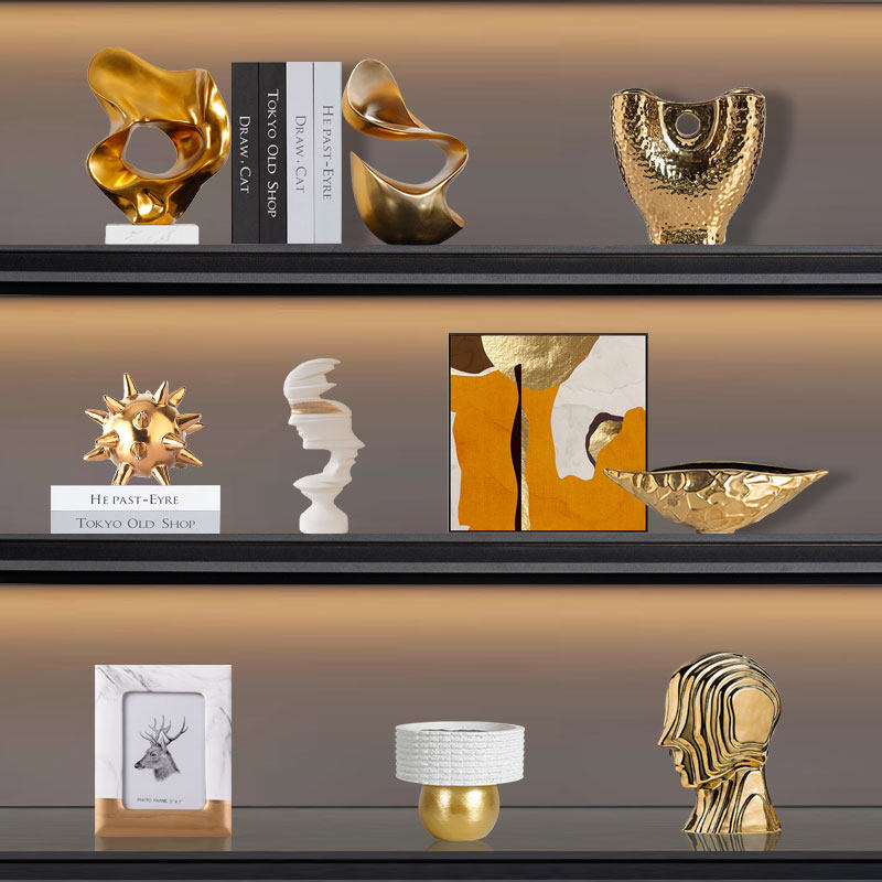 法式极简轻奢样板间客厅电视柜书架工艺品组合摆件白金雕塑装饰品,家居饰品,装饰摆件,淘宝优惠券,粉丝福利购,淘宝优惠卷