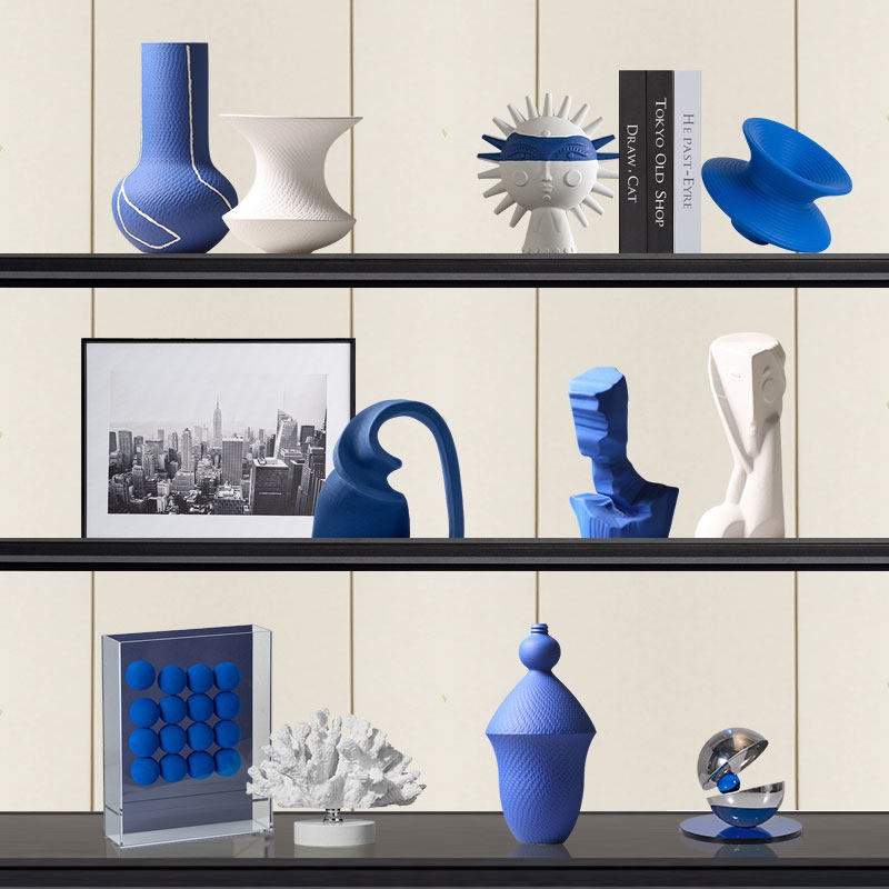 现代简约抽象艺术克莱因蓝摆件高档客厅装饰品酒柜高级感软装花器,家居饰品,装饰摆件,淘宝优惠券,粉丝福利购,淘宝优惠卷
