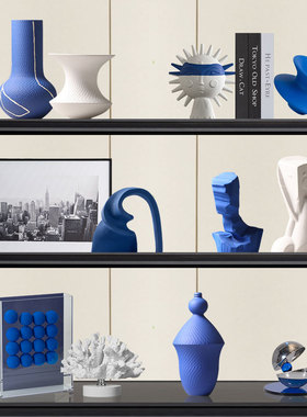 抽象艺术克莱因蓝软装花器摆件