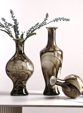 新中式客厅玄关大理石花瓶装饰品