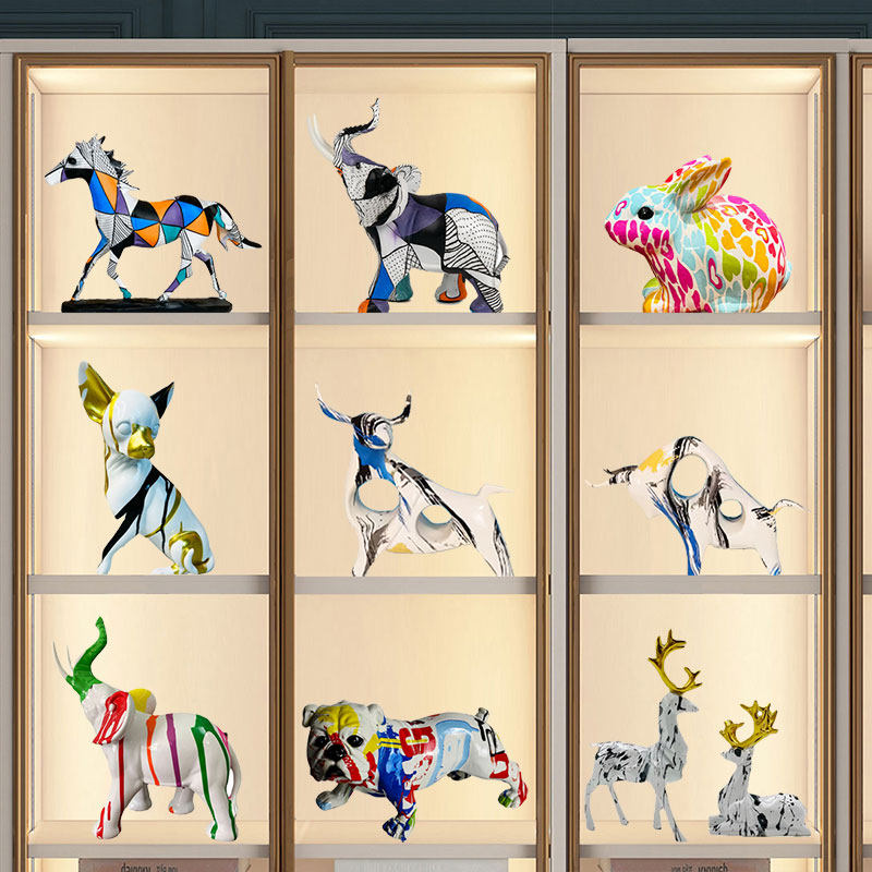涂鸦手绘炫彩狗象牛马摆件家居时尚装饰品酒柜电视柜创意艺术轻奢,家居饰品,装饰摆件,淘宝优惠券,粉丝福利购,淘宝优惠卷