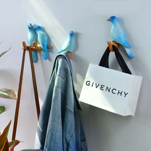 新中式创意小鸟免打孔浴室卧室衣帽钩进门玄关入户门后钥匙挂钩