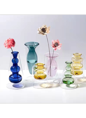 彩色玻璃客厅花瓶北欧