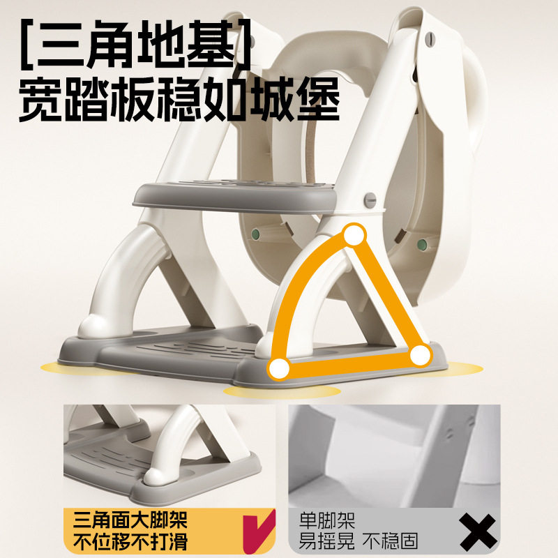 小沐马儿童马桶坐便器圈楼梯式宝宝厕所辅助凳婴儿折叠阶梯踩脚凳
