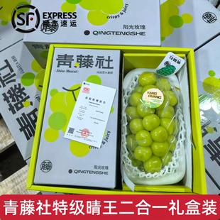 纯正-品种青藤社晴王葡萄2串特级礼盒装新鲜水果无籽阳光玫瑰顺丰