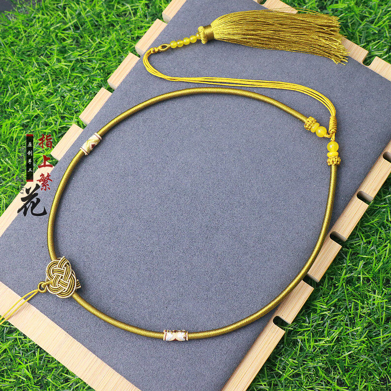 男女款diy配件高端手工金镶玉翡翠和田玉吊坠挂件绳子可调节项圈