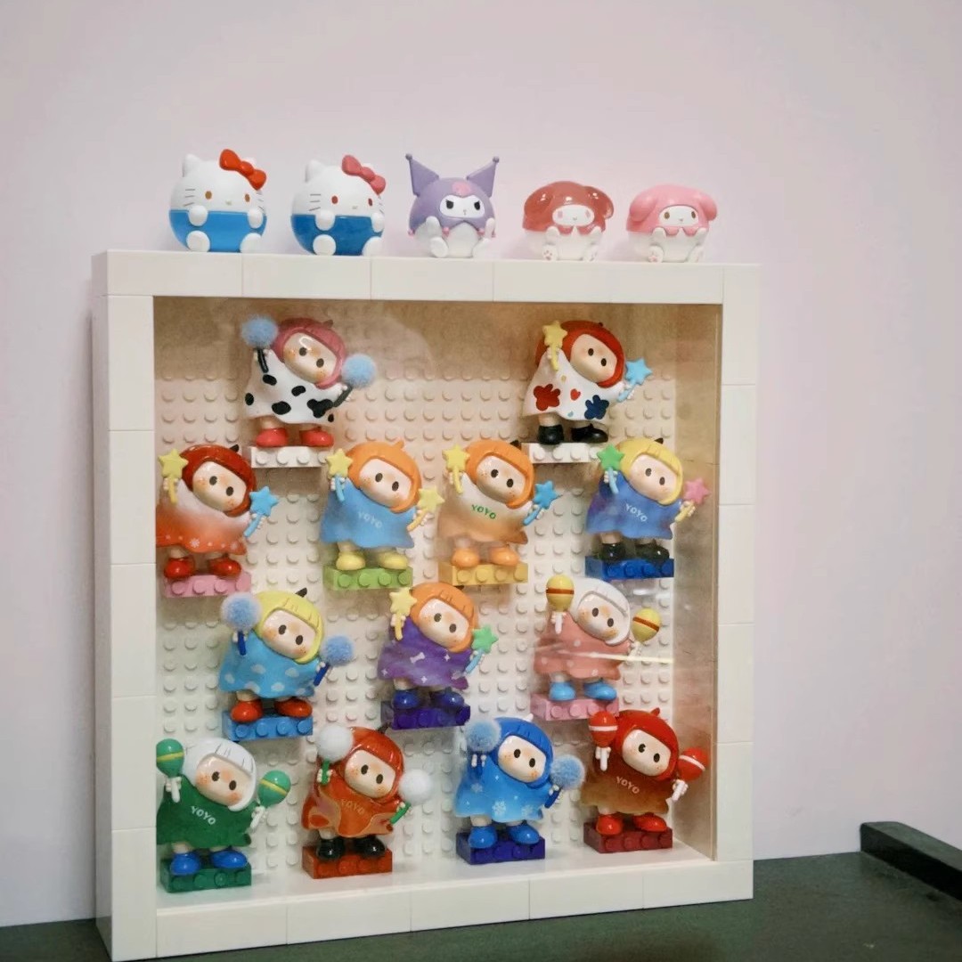 名创YOYO酱DIY展示盒盲盒收纳相框拼装展示创意积木收纳公仔摆件