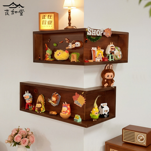 labubu怪味便利店墙上转角展示架手办盲盒收纳架拐角高级感可挂墙