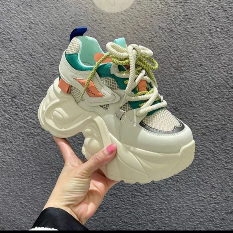 老爹鞋女款2025新款春夏季厚底小个子网面透气松糕内增高运动女鞋