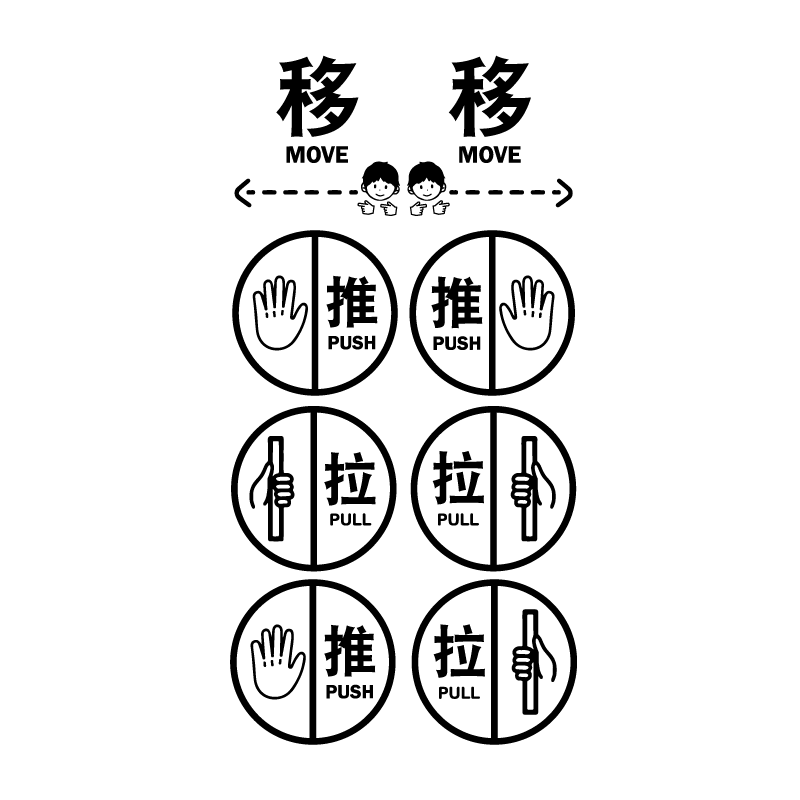推拉玻璃门指示贴纸办公室