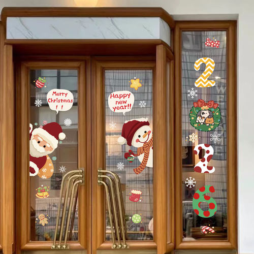 2026圣诞节装饰圣诞老人静电贴纸