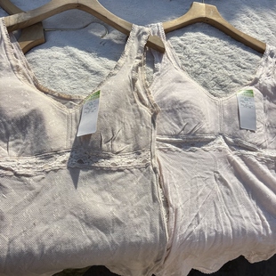 透气背心 打底带胸垫薄款 100%有机棉 外贸日单全棉华夫格镂空无袖