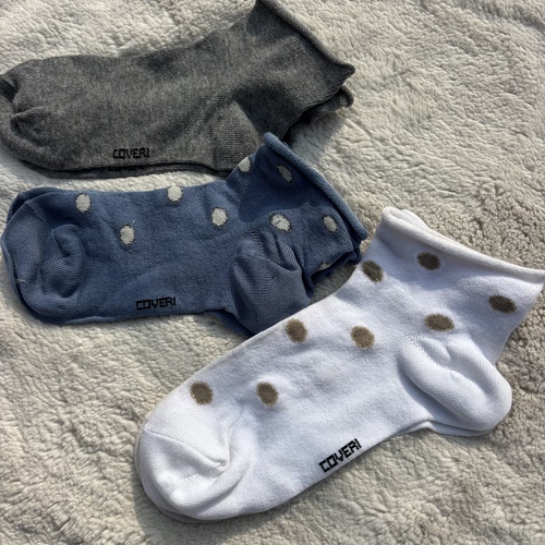 超松口。外贸俄罗斯女士纯棉薄款短袜波点短筒袜子透气舒适松口袜