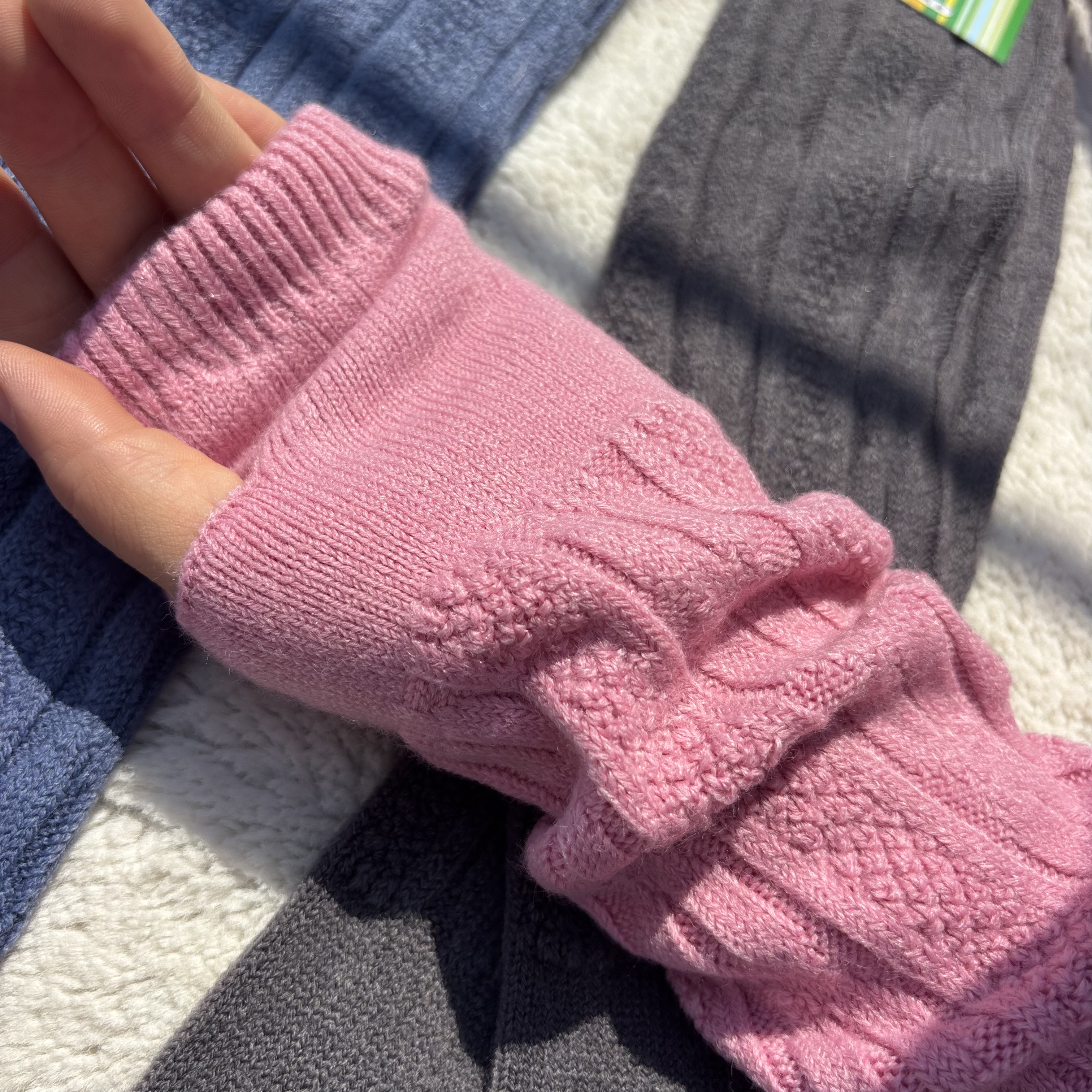 复古。外贸日系毛线麻花针织女手套护手臂半截露指手套袖套冬保暖
