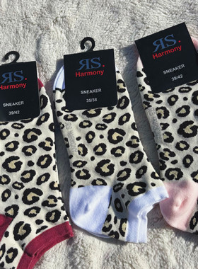 美式复古！德国品牌Harmony潮豹纹短袜 撞色低帮个性运动休闲棉袜