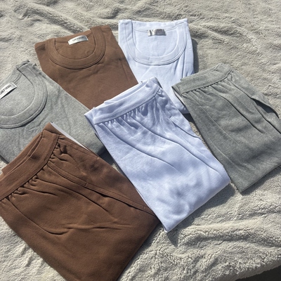 100%有机纯棉！外贸男士大码全棉秋衣秋裤套装柔软吸汗透气家居服