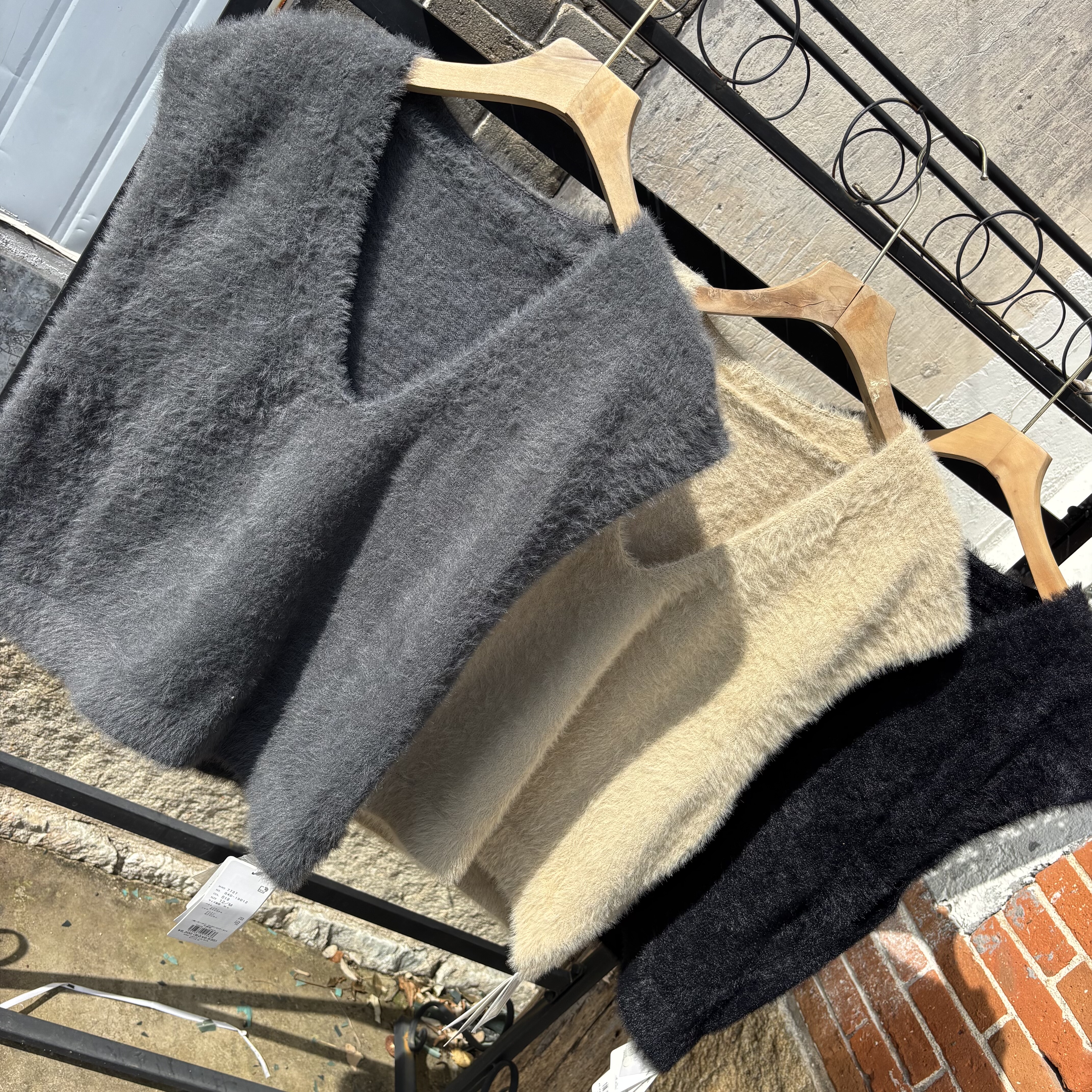 The*hoptK外贸日单女士秋冬v领宽松套头水貂绒针织马甲无袖背心