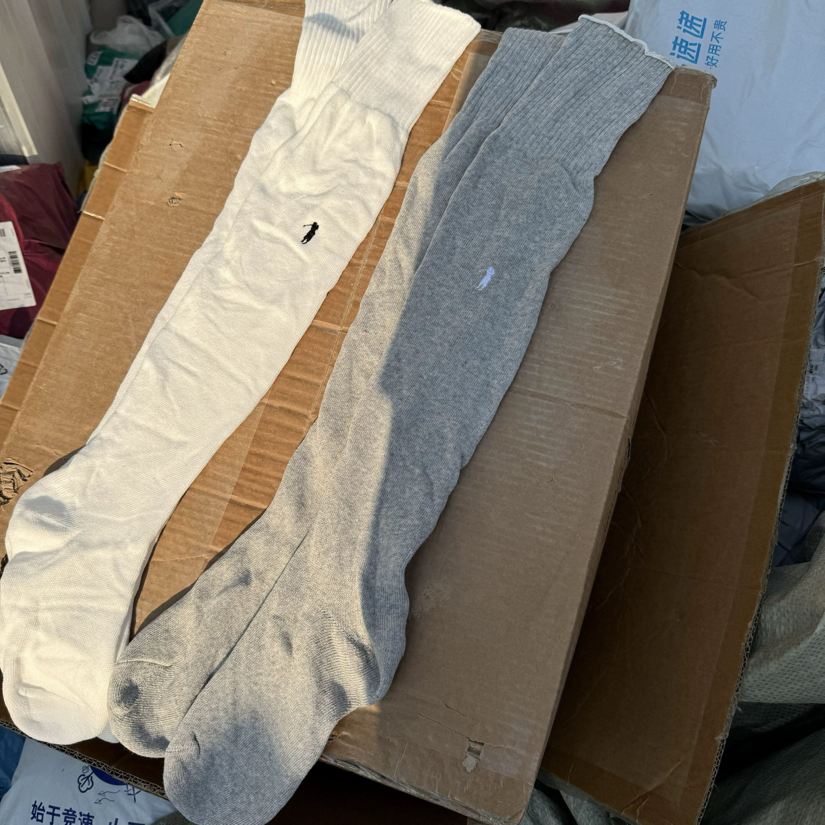 超软。外贸女士加厚毛巾小腿袜秋冬美式刺绣运动袜堆堆袜过膝袜子