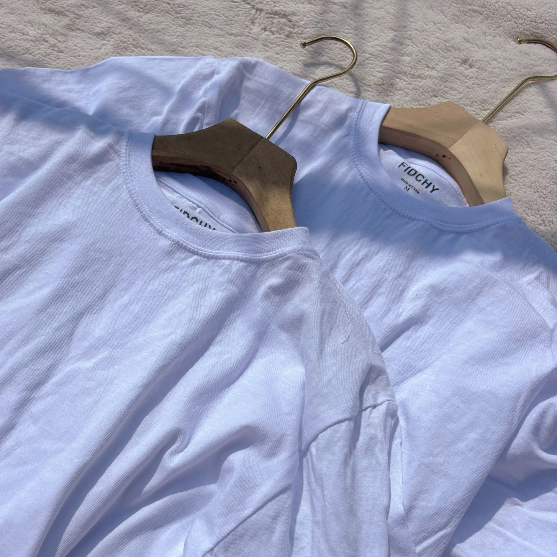 出口100%重磅有机全棉！外贸男士加大码白t小圆领短袖T恤打底上衣