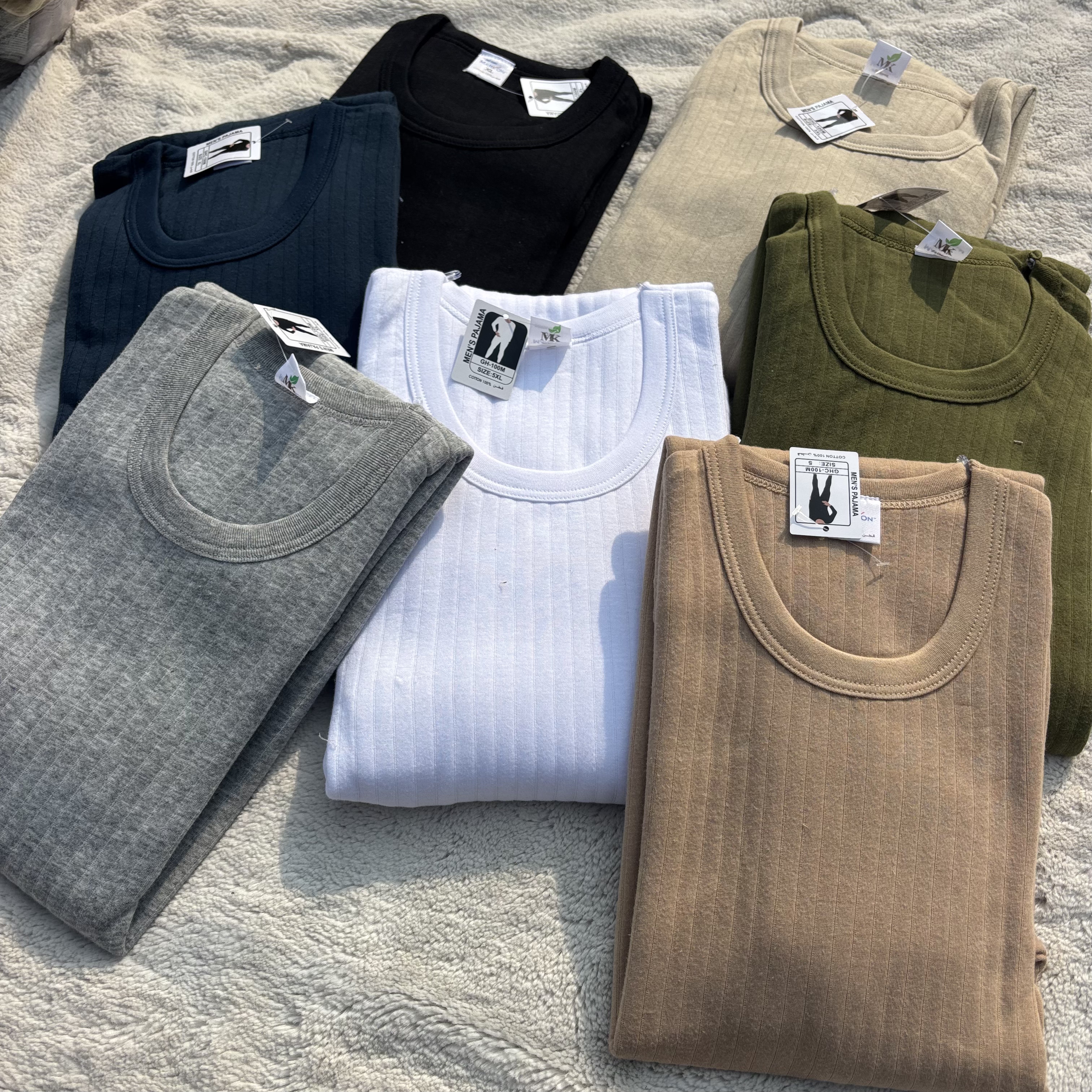 出口单！100%有机棉！外贸男纯棉空气棉保暖内衣套装大码秋衣秋裤