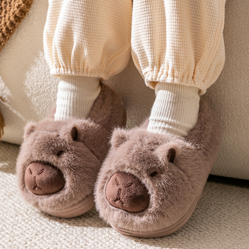 儿童棉拖鞋包跟男童中大童女孩冬季2025新款居家室内卡皮巴拉棉鞋