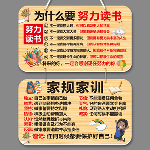 学习励志标语挂牌家规家训门口挂牌激励孩子好习惯房门挂牌定制