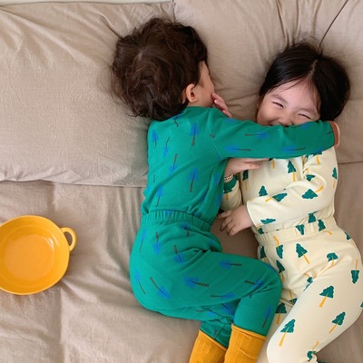 儿童纯棉秋冬磨毛睡衣套装内衣