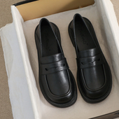 小皮鞋 41到43乐福鞋 女款 夏季 牛皮版 女鞋 2025新款 英伦风黑色大码