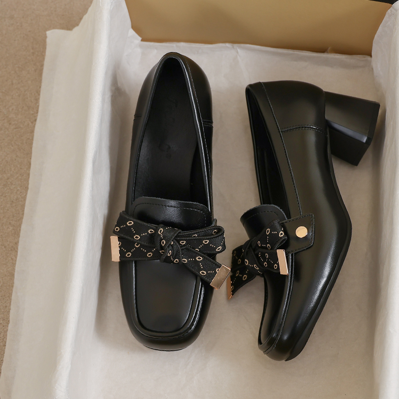 牛皮版~通勤不累脚女鞋乐福鞋2026新款春秋34码百搭英伦风小皮鞋