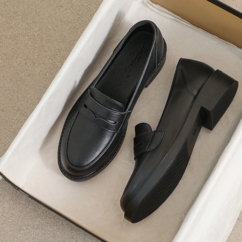 羊皮版~法式通勤乐福鞋女英伦风小皮鞋黑色加绒2026新款春秋单鞋