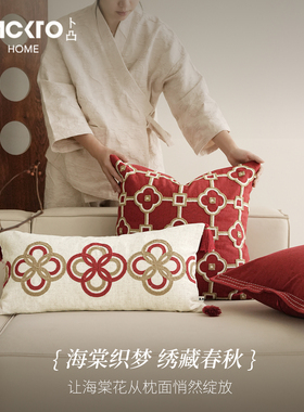 BACKTO卜凸红色结婚抱枕国风中式沙发靠垫轻奢重工婚房新年腰枕