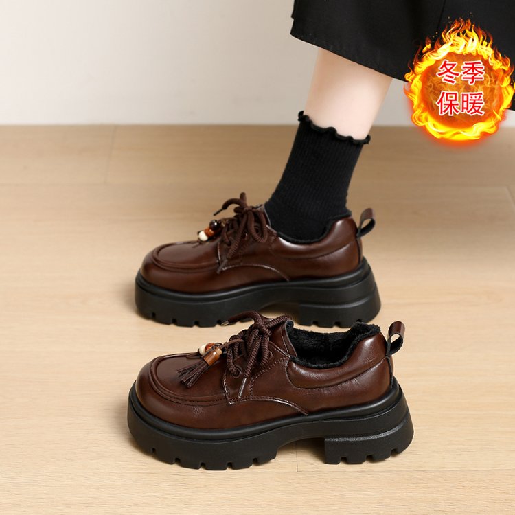 复古厚底增高黑色小皮鞋女2025秋季新款百搭英伦风玛丽珍乐福单鞋