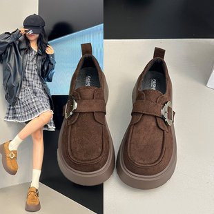 一脚蹬百搭勃肯鞋女2025秋季新款网红爆款气质乐福鞋厚底增高单鞋