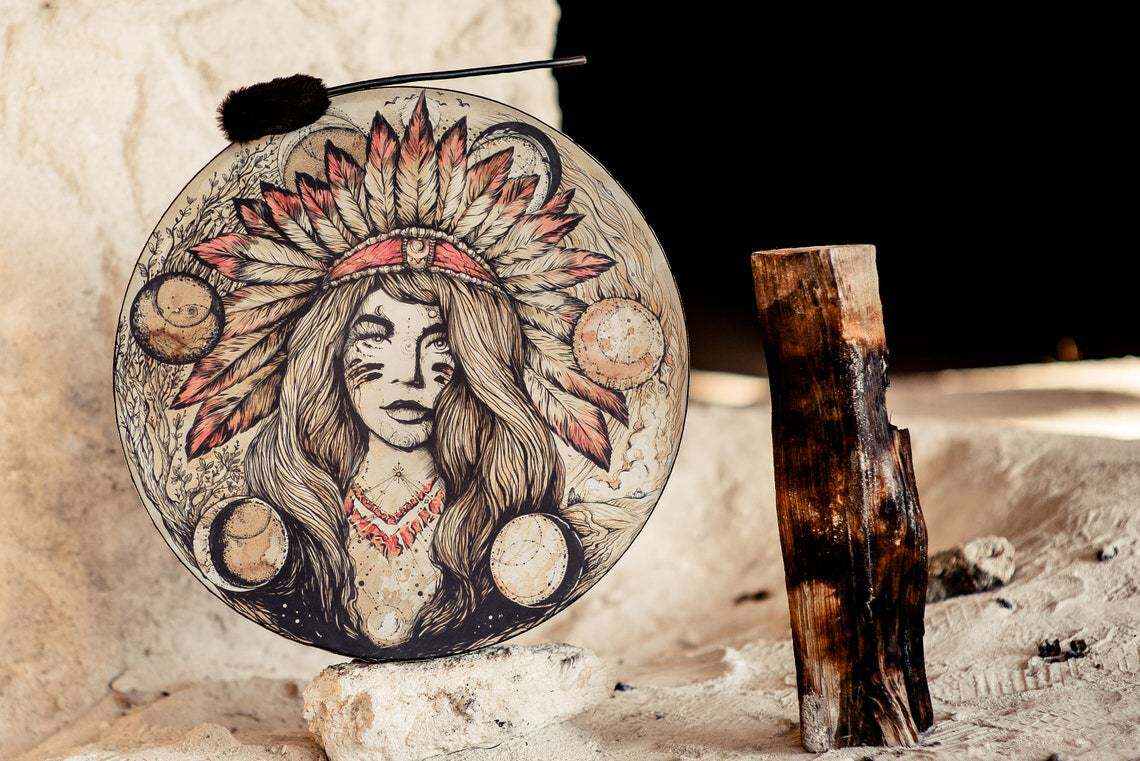 跨境独立站新款印第安人鼓手工装饰工艺品