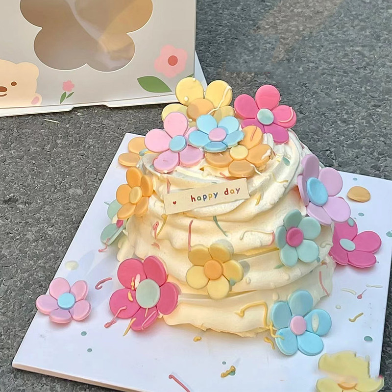 软胶花朵蛋糕装饰踏青春游小花朵韩式ins彩色花卉儿童生日烘焙