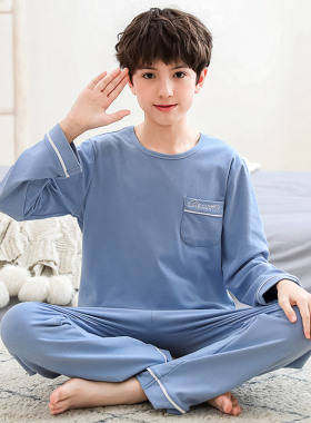儿童睡衣男童春秋纯棉薄款男孩大童长袖空调服小孩春季家居服套装