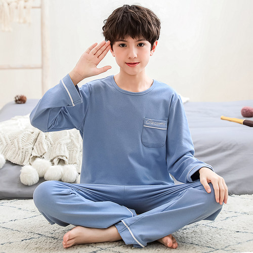 男孩纯棉睡衣春秋薄款大童家居服