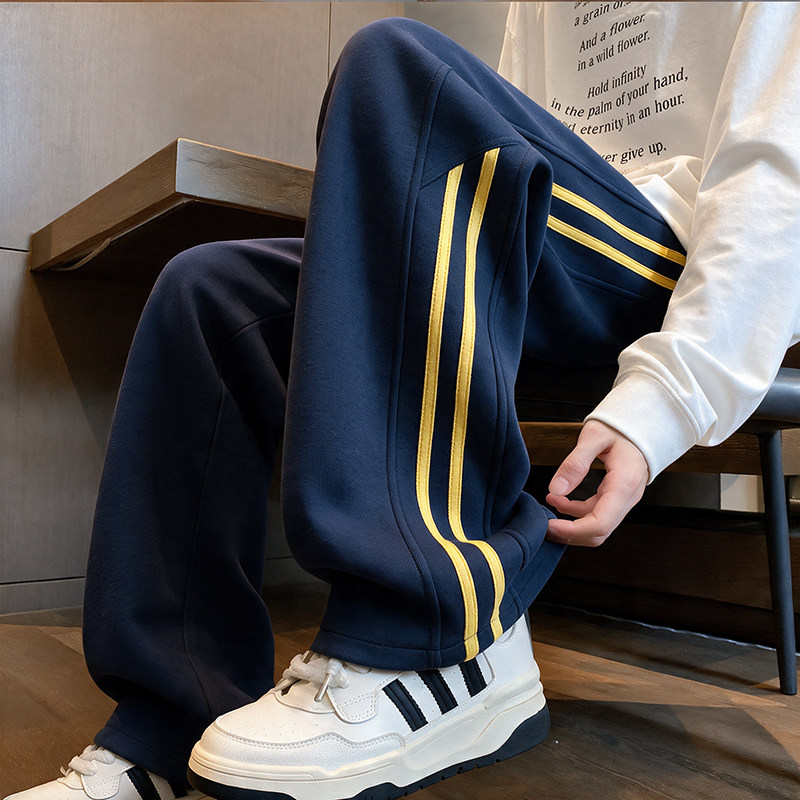 大童秋冬长裤潮流青少年运动卫裤学生休闲裤男童加绒新款直筒裤子