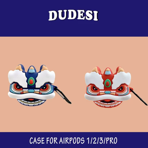 Chaoku China Wind Struck Red Blue Lion Dance Lion подходит для Airpods3 защитных крышков Airpods Третий генерации Apple Airpods2 Generation Pro Wireless Bluetooth Cover Cover Cover Shell Shell