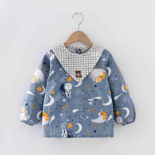 Детский демисезонный слюнявчик, термобелье, лонгслив, водонепроницаемый нагрудник для детского сада, сзади на завязках, анти-грязь