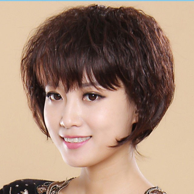 新款假发女短卷发 女士玉米烫妈妈假发套 中年短发型真人发丝蓬松