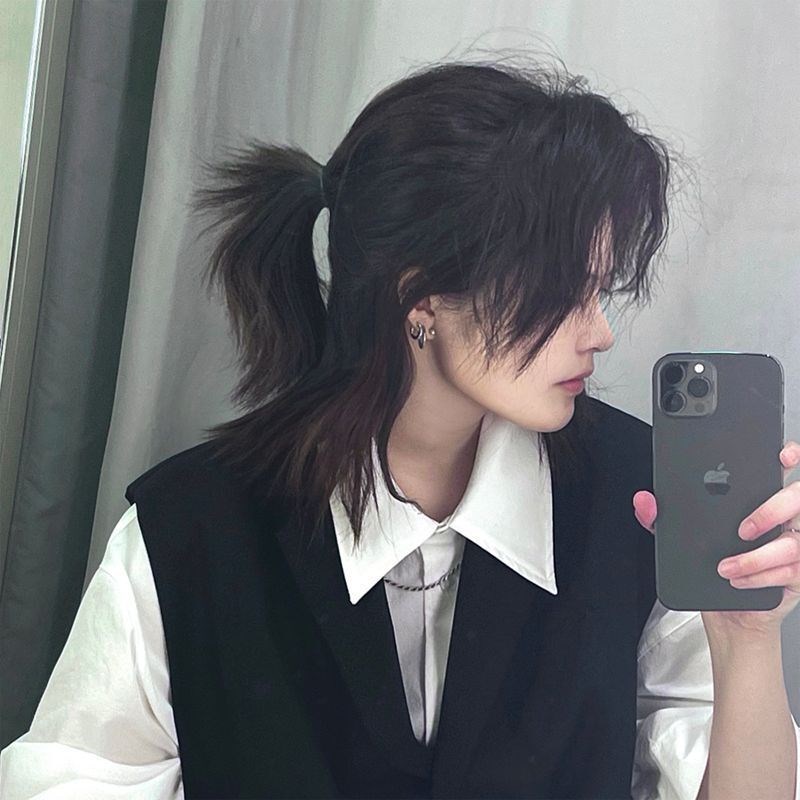 武士头假发男女短发网红鲻鱼头日系狼尾发型韩版帅气学生全头套式