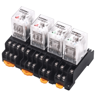 HH54P小型中间电磁继电器220V交流380v三相14脚dc24V12v底座8脚