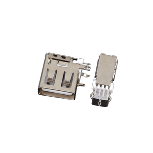 USB2.0母座 AF侧插短体平口直边 90度白胶4针3固定脚 连接器接口